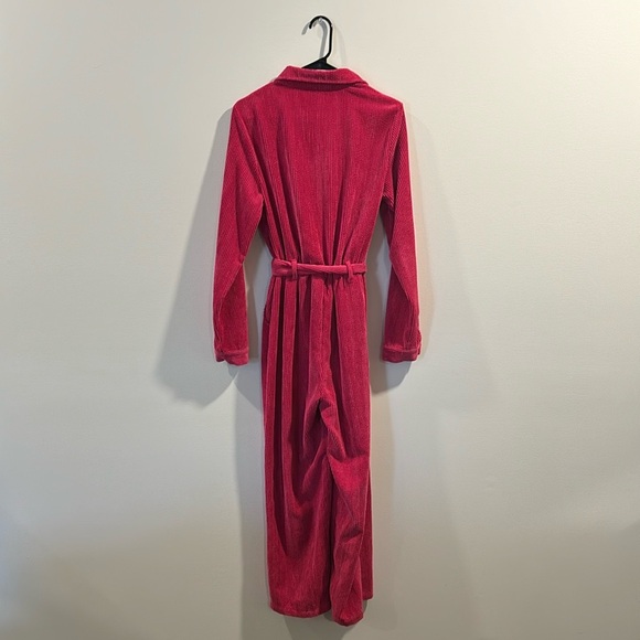 Pink Corduroy Belted Jumpsuit - Picture 7 of 7